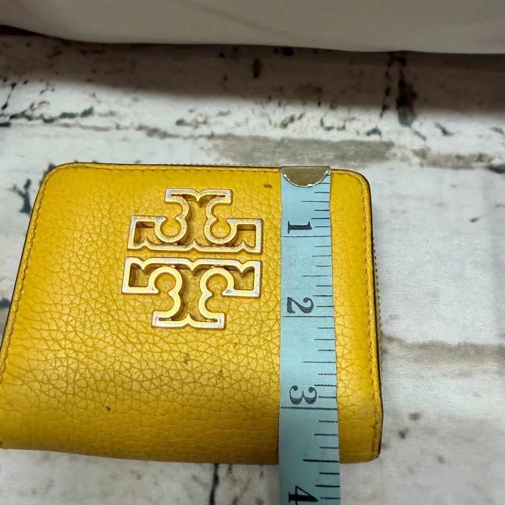 Tory Burch Bright Yellow Pebbled‎ Leather Zip-Around Wallet